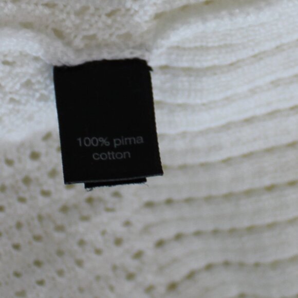 Peruvian connection crochet button down white Cotton cardigan size Large - Picture 5 of 7